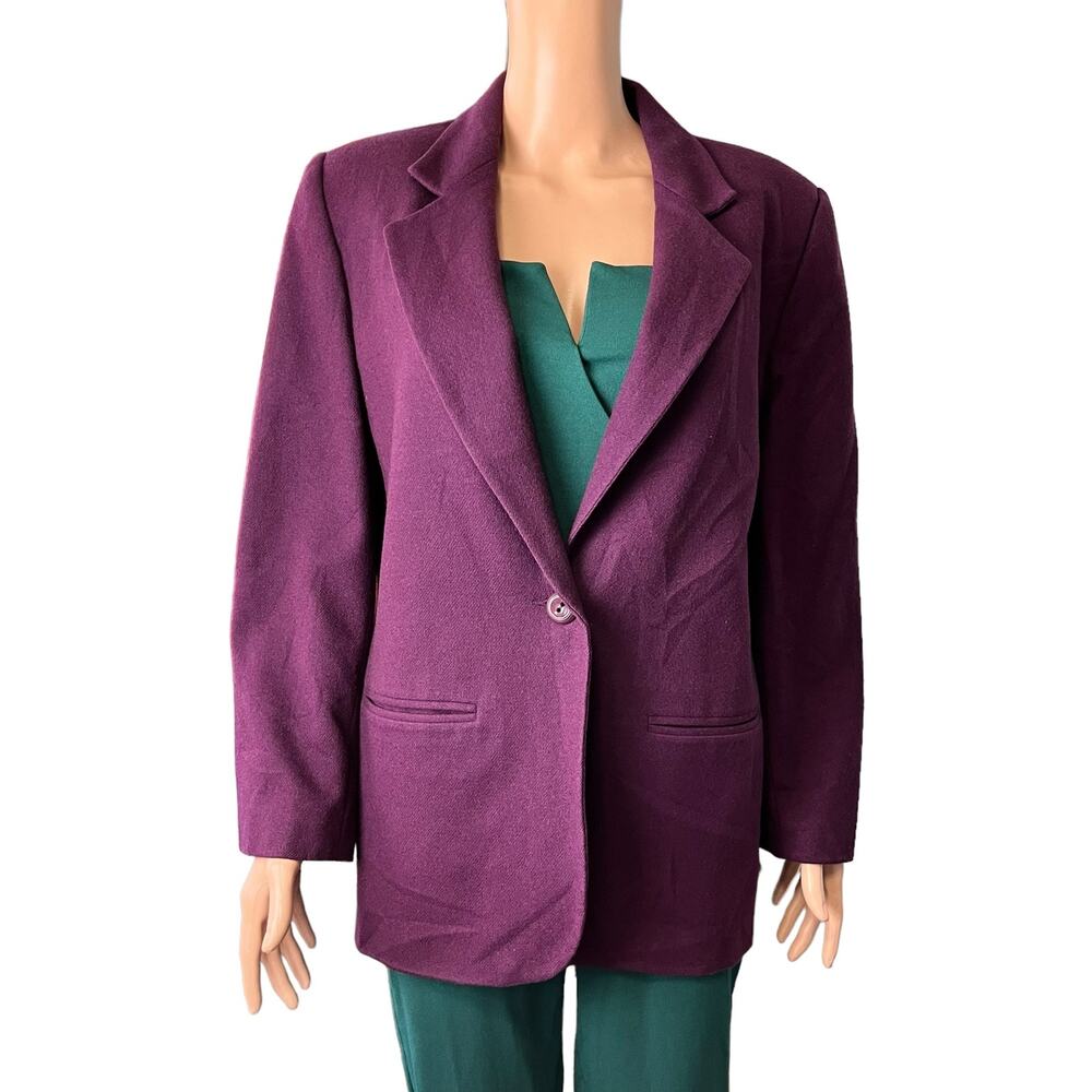 Sag Harbor Vintage 100% Wool Plum Blazer Single Button 10